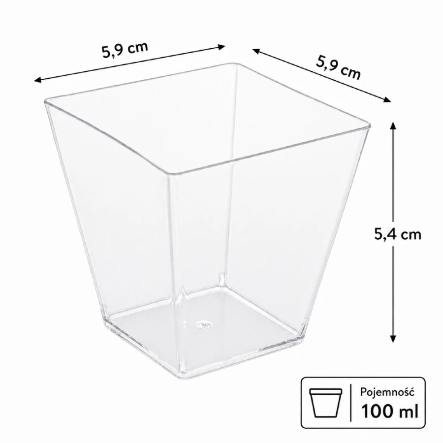 Pojemnik krystaliczny 100 ml fingerfood 5,9 x 5,9 x 5,4 cm - 50 szt.