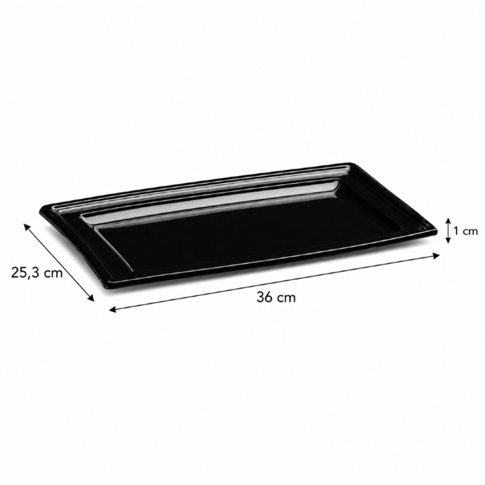 Talerz czarny 36 x 25,3 x 1 cm prostokątny, PS - 5 szt.