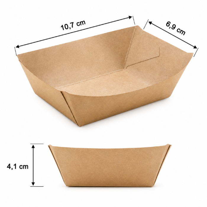 Tacka papierowa kraft M 10,7 cm x 6,9 cm x 4,1 cm - 50 sztuk