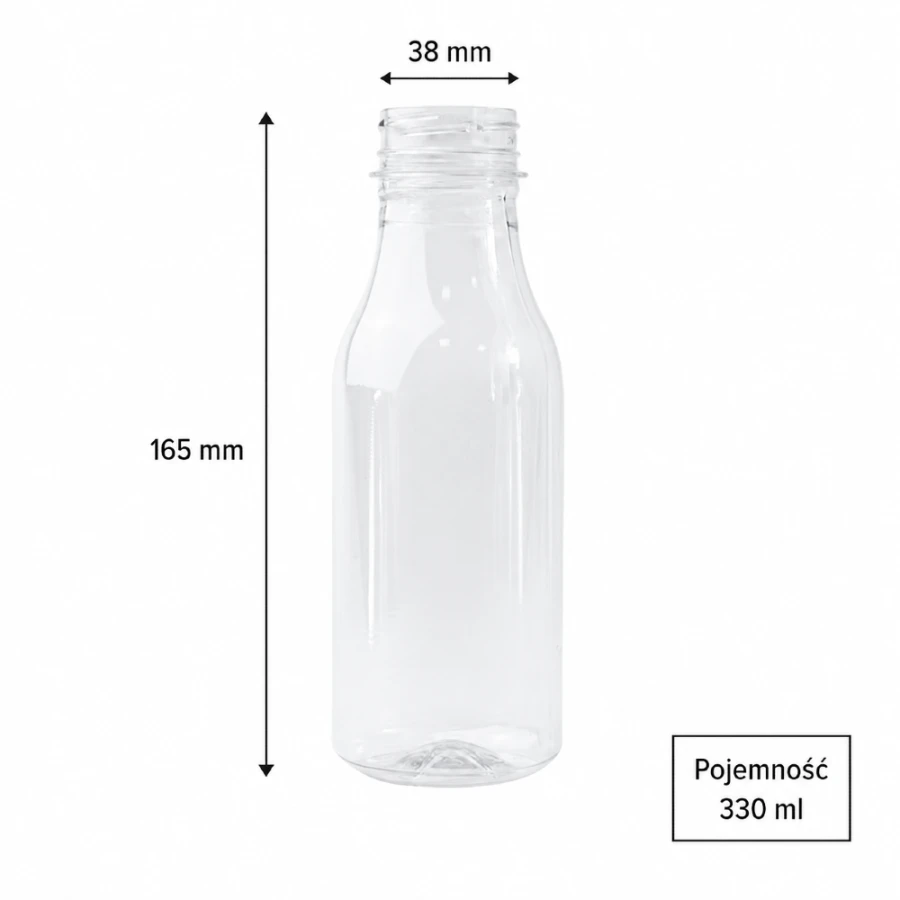 Butelka transparentna rPET 330 ml okrągła - 100 szt