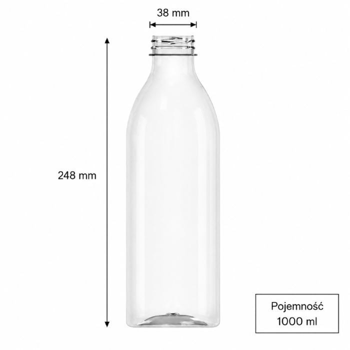 Butelka transparentna rPET 1000 ml okrągła - 100 szt