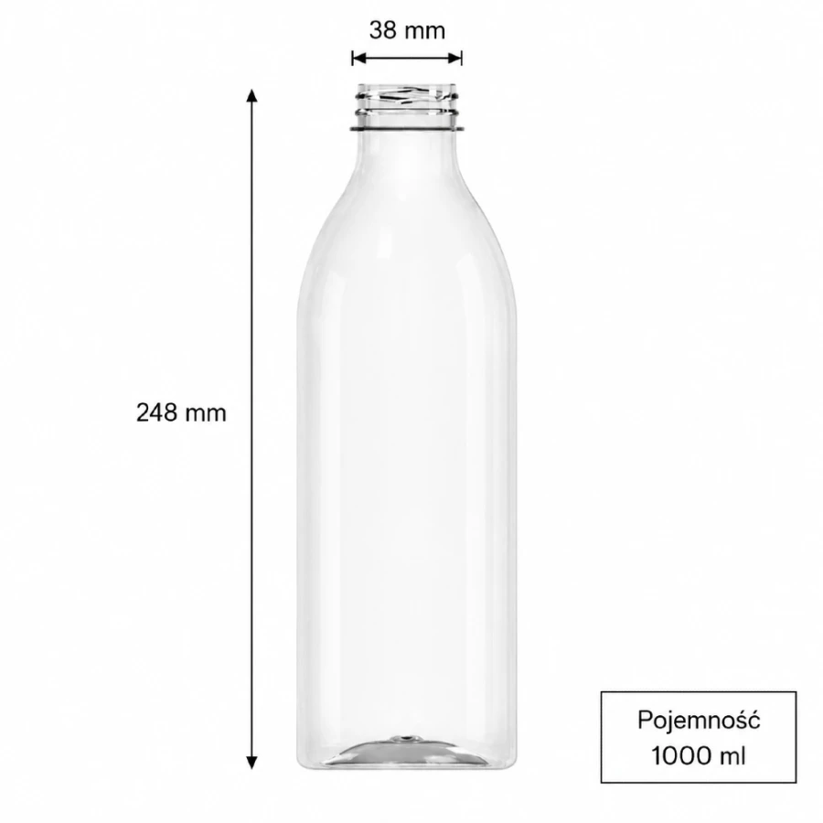Butelka transparentna rPET 1000 ml okrągła - 100 szt
