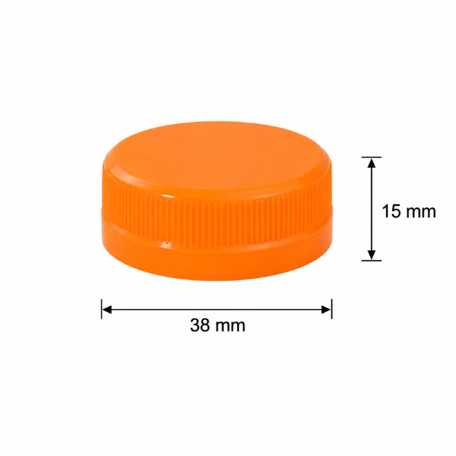 Zakrętka przytwierdzana fi 38 mm pomarańczowa do butelki rPET - 100 szt.