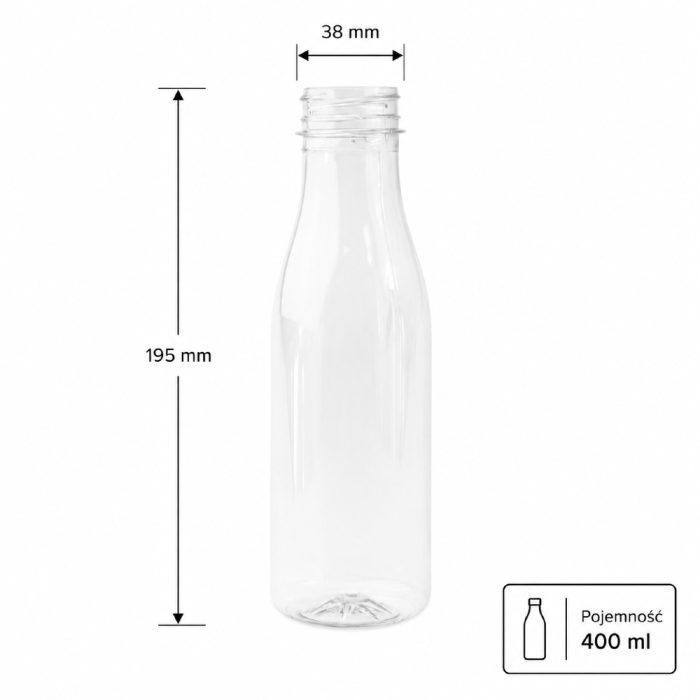 Butelka transparentna rPET 400 ml okrągła - 100 szt