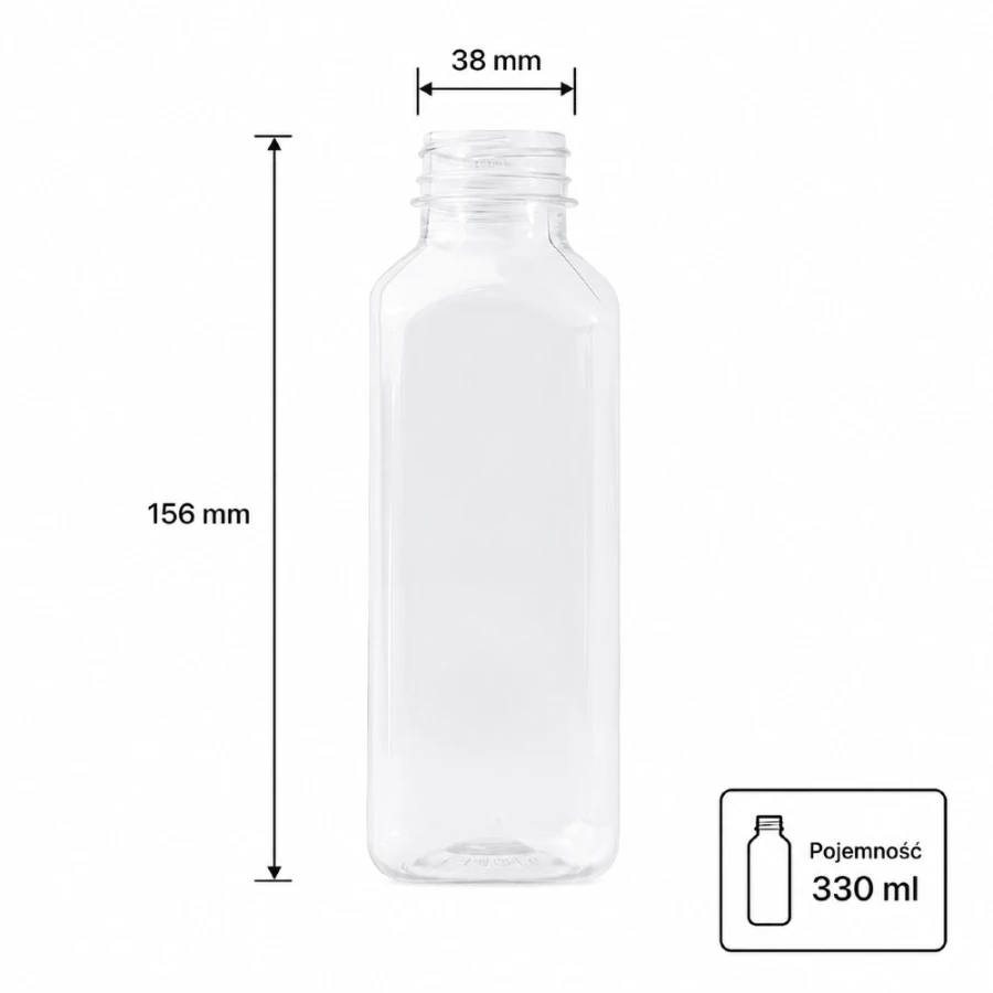 Butelka transparentna rPET 330 ml kwadratowa - 100 szt