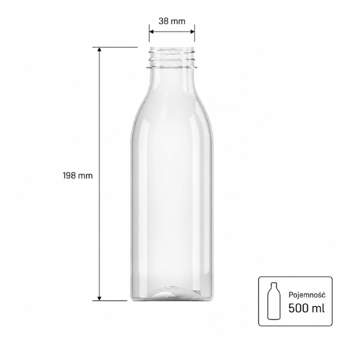 Butelka transparentna rPET 500 ml okrągła - 100 szt