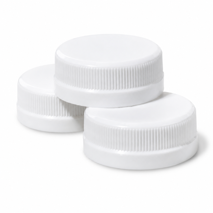 Zakrętka przytwierdzana fi 38 mm biała do butelki rPET - 100 szt.