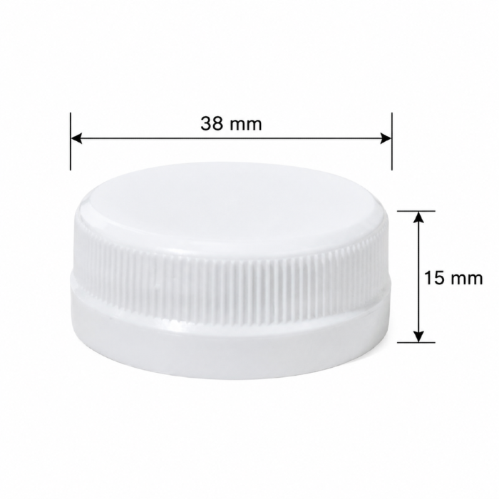 Zakrętka przytwierdzana fi 38 mm biała do butelki rPET - 100 szt.