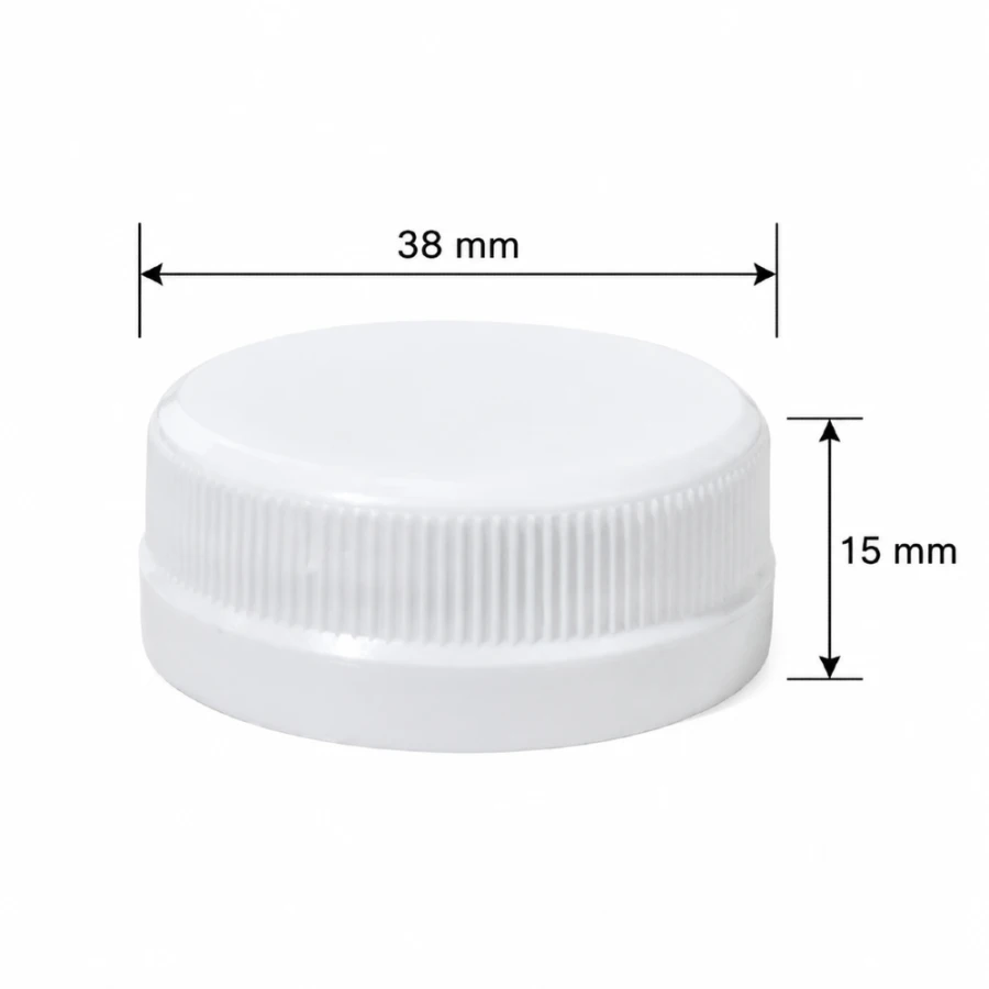 Zakrętka przytwierdzana fi 38 mm biała do butelki rPET - 100 szt.