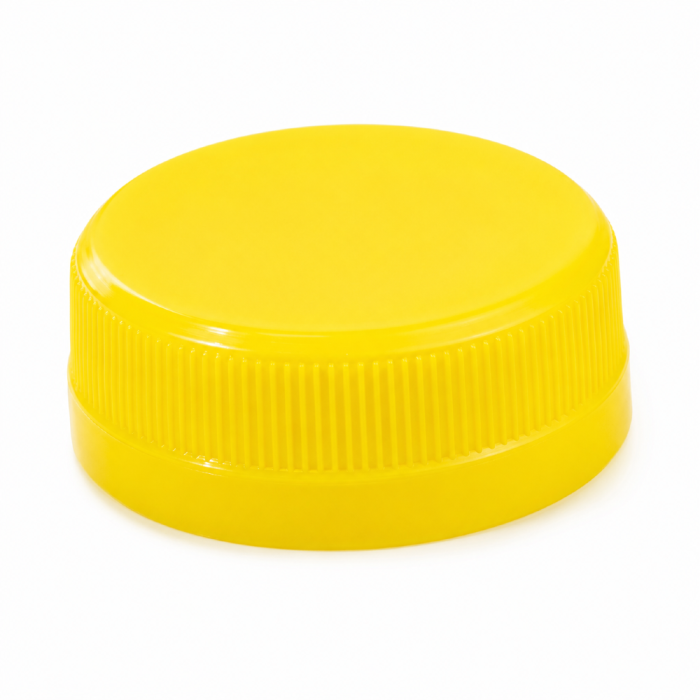 Zakrętka przytwierdzana fi 38 mm żółta do butelki rPET - 100 szt.