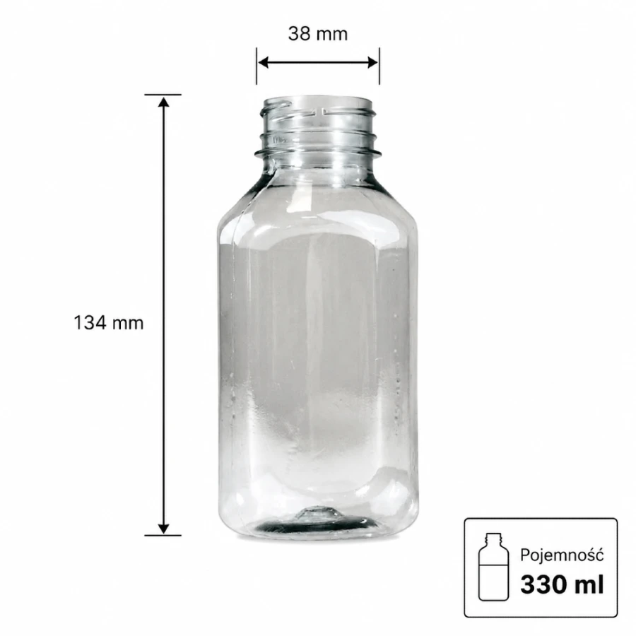 Butelka transparentna rPET 330 ml kwadratowa - 100 szt
