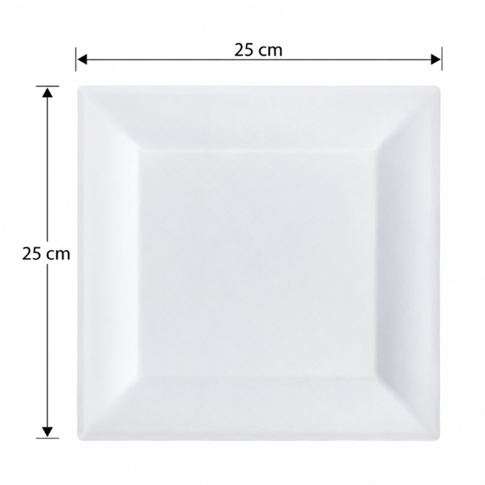 Talerz z trzciny cukrowej biały 25 cm x 25 cm - 50 sztuk
