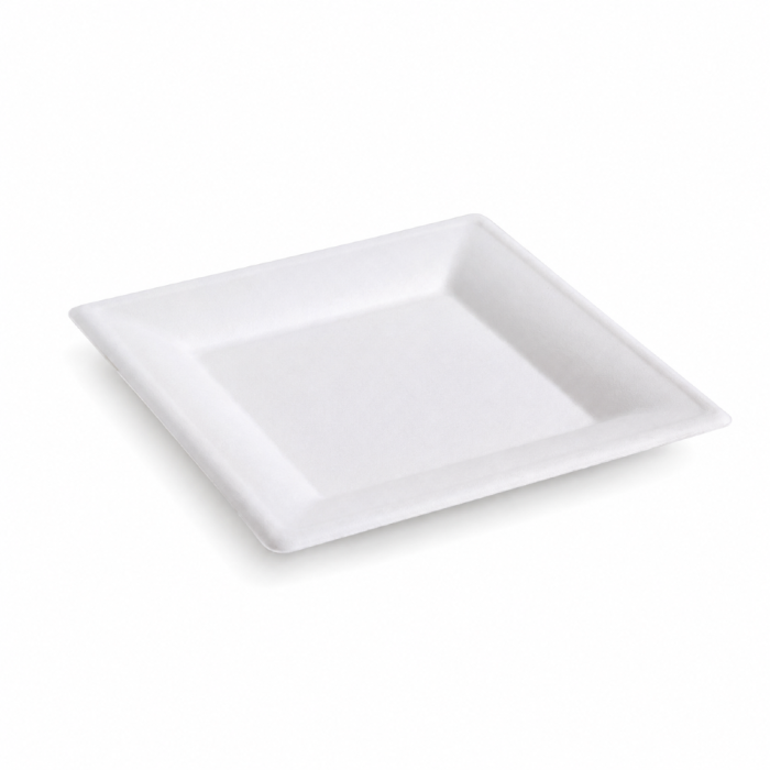 Talerz z trzciny cukrowej biały 15 cm x 15 cm - 50 sztuk