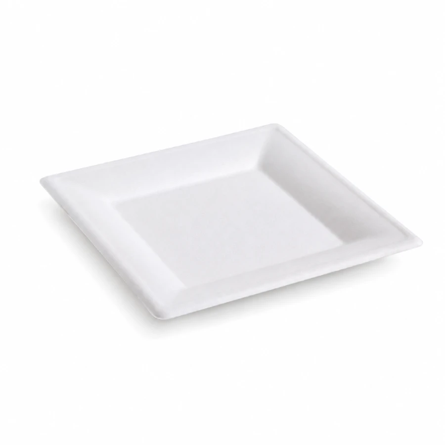 Talerz z trzciny cukrowej biały 15 cm x 15 cm - 50 sztuk