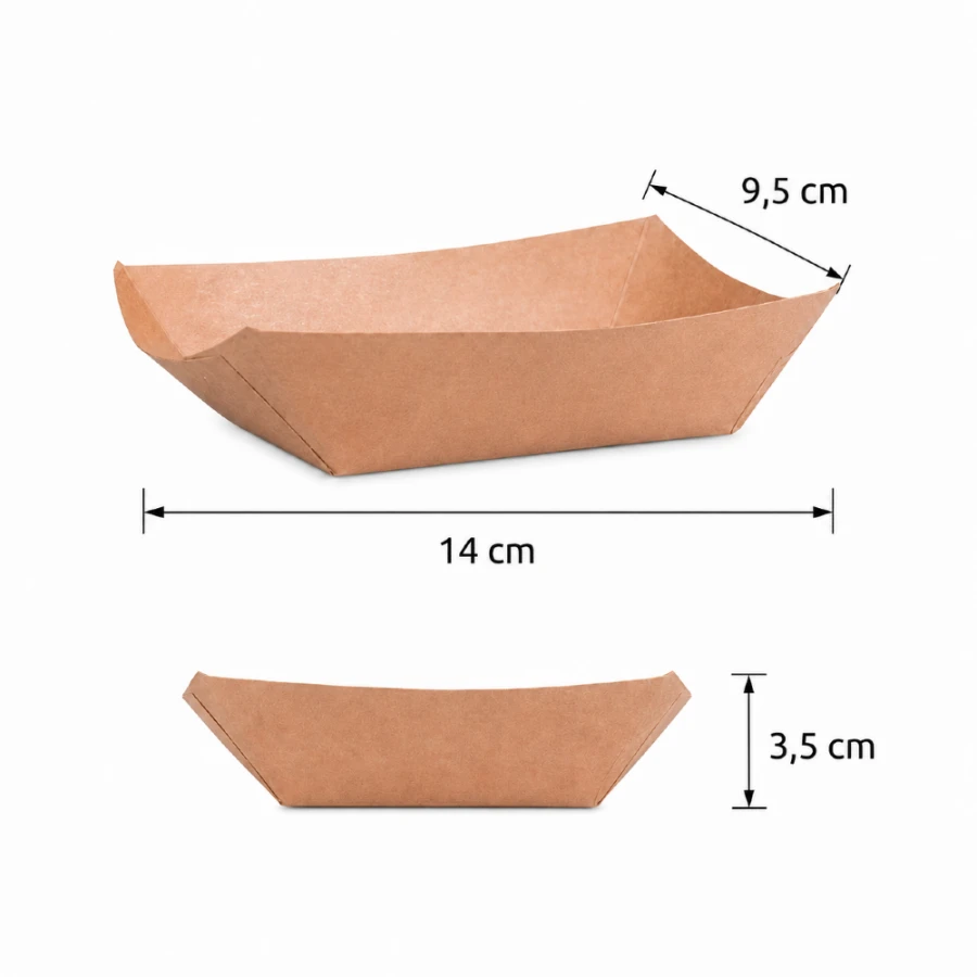 Tacka papierowa kraft 14 cm x 9,5 cm x 3,5 cm - 250 sztuk