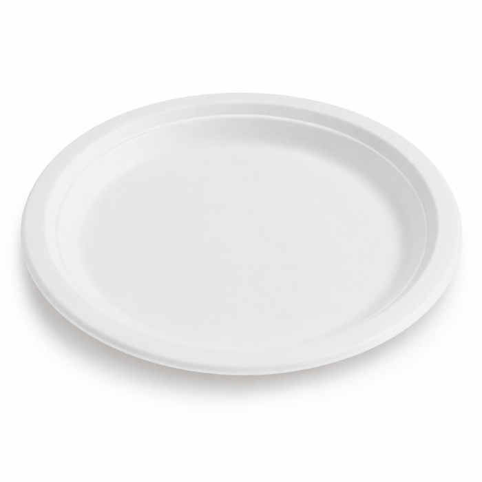 Talerz z trzciny cukrowej biały, okrągły, fi 17 cm - 50 sztuk
