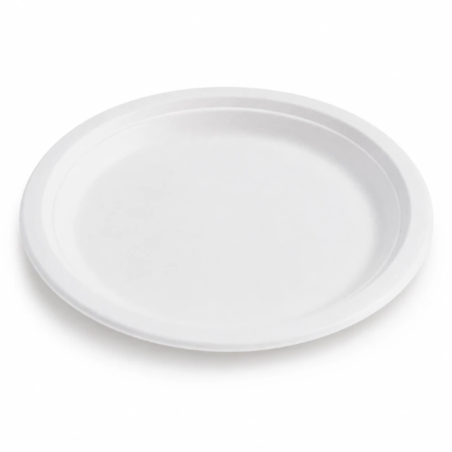 Talerz z trzciny cukrowej biały, okrągły, fi 17 cm - 50 sztuk