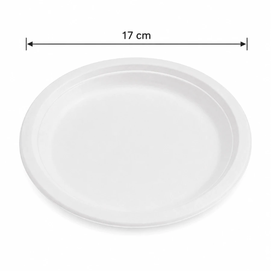 Talerz z trzciny cukrowej biały, okrągły, fi 17 cm - 50 sztuk