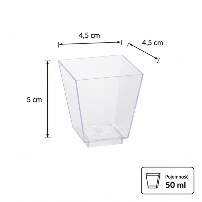 Pojemniki na przekąski fingerfood 50 ml 5 cm x 4,5 cm x 4,5 cm - 50 sztuk