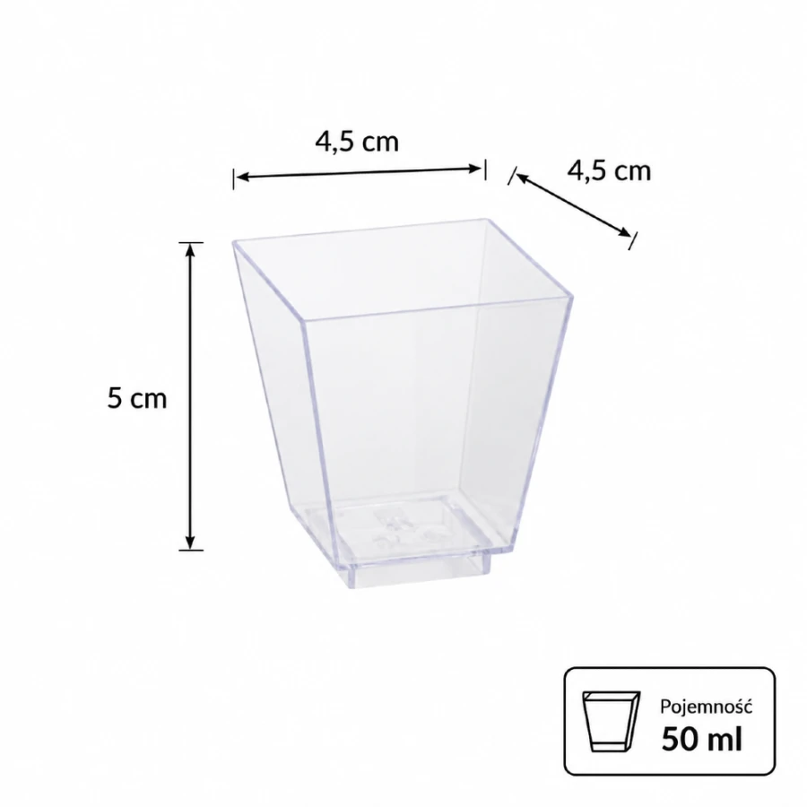 Pojemniki na przekąski fingerfood 50 ml 5 cm x 4,5 cm x 4,5 cm - 50 sztuk