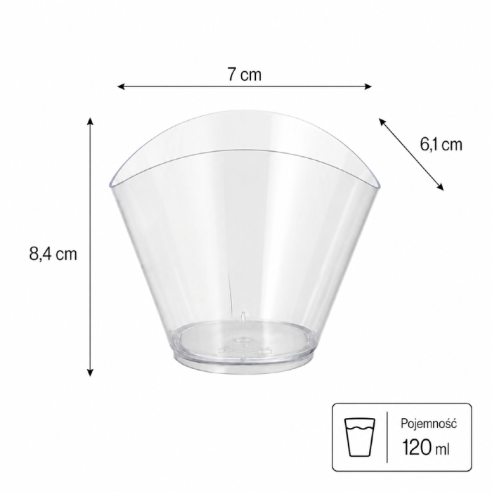 Pojemniki na przekąski fingerfood 120 ml 8,4 cm x 6,1 cm x 7 cm - 24 sztuki