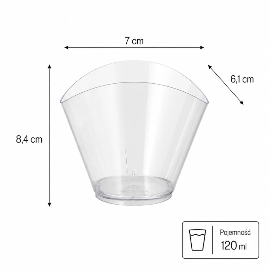 Pojemniki na przekąski fingerfood 120 ml 8,4 cm x 6,1 cm x 7 cm - 24 sztuki