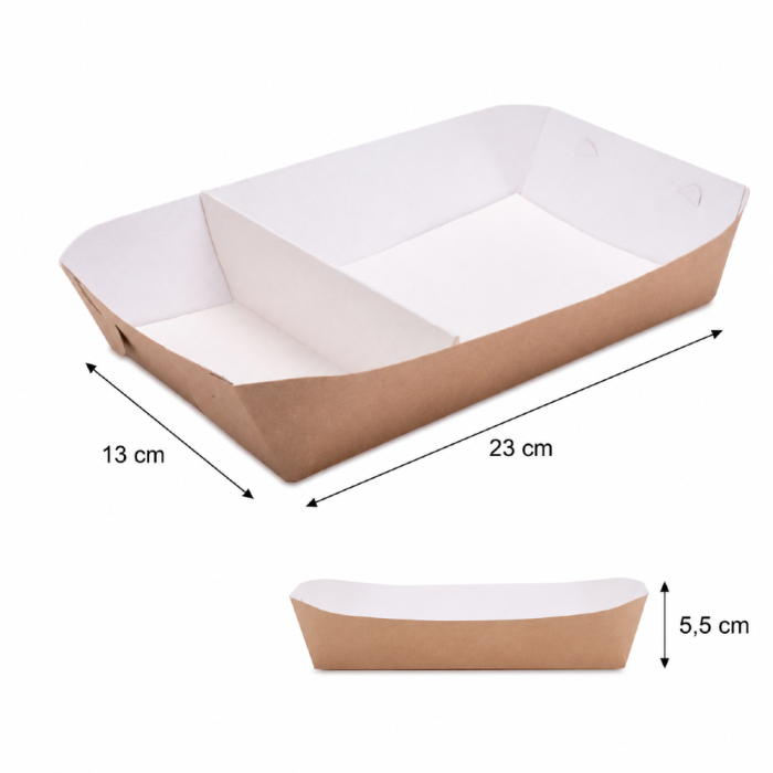 Tacka papierowa 23 cm x 13 cm x 5,5 cm - 100 sztuk