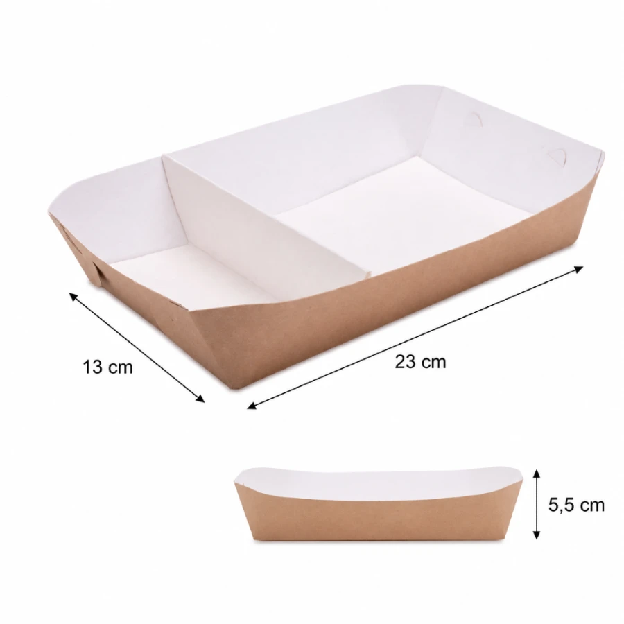 Tacka papierowa 23 cm x 13 cm x 5,5 cm - 100 sztuk