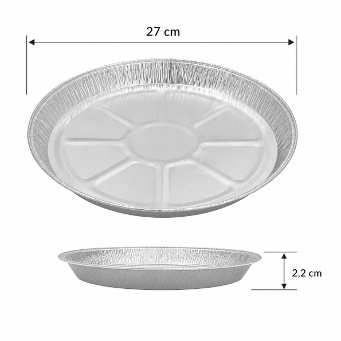 Formy aluminiowe do pieczenia okrągłe 27 cm x 2,2 cm - 5 sztuk
