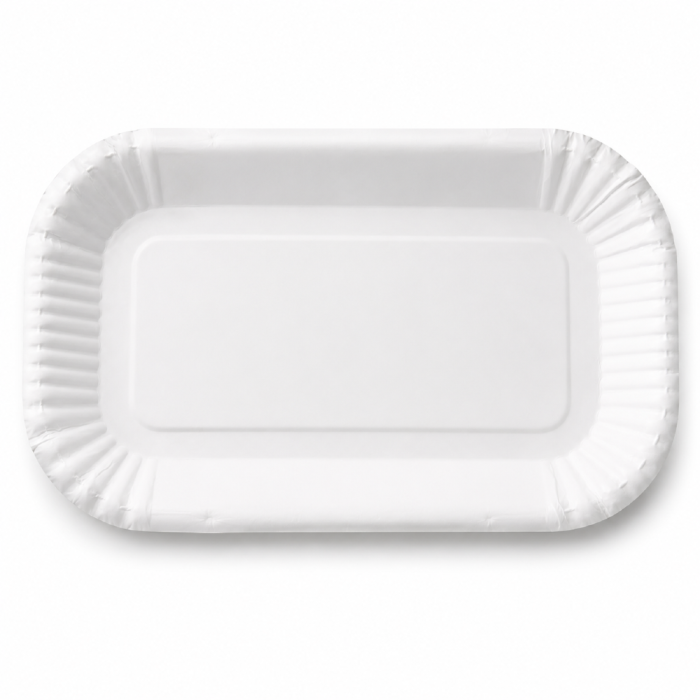 Tacka papierowa owalna biała głęboka, 23 x 15 x 2 cm - 100 szt.