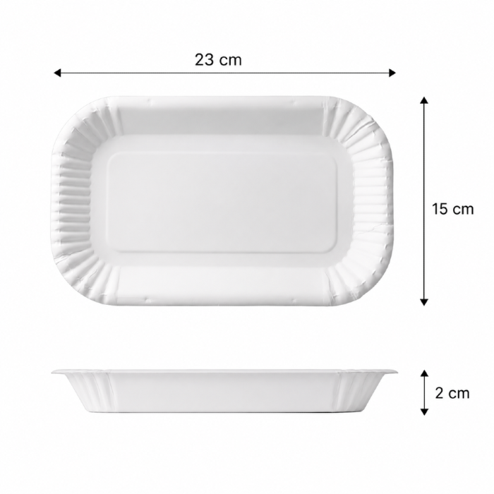 Tacka papierowa owalna biała głęboka, 23 x 15 x 2 cm - 100 szt.