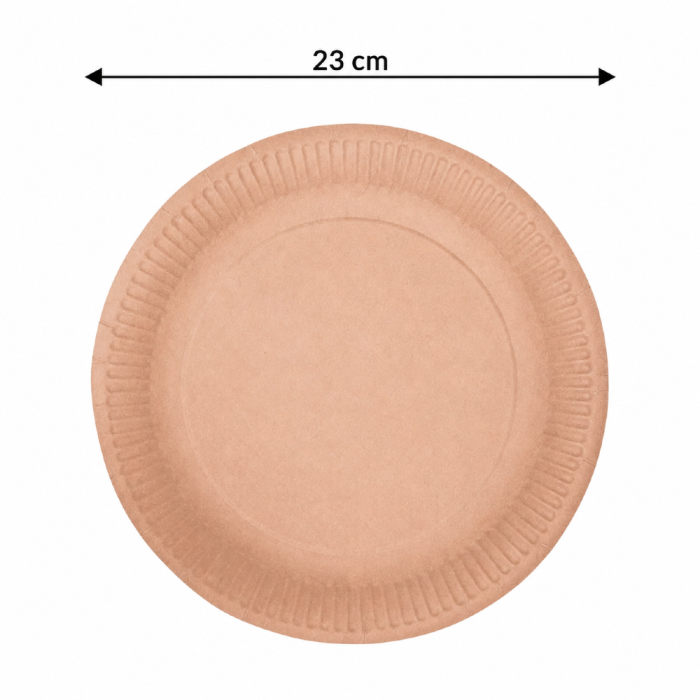 Talerz papierowy KRAFT brązowy okrągły, średnica 23 cm - 50 szt.