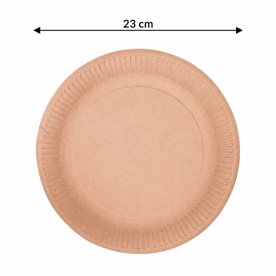 Talerz papierowy KRAFT brązowy okrągły, średnica 23 cm - 50 szt.