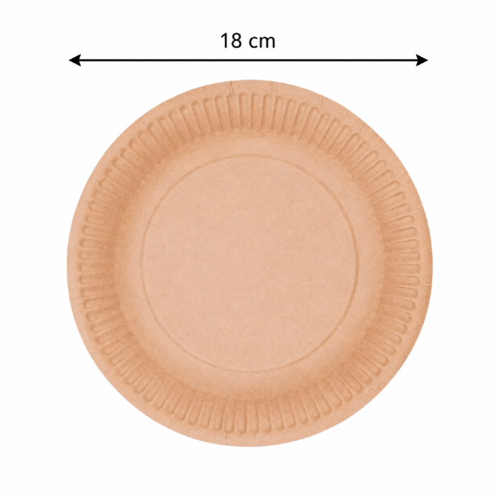 Talerz papierowy KRAFT brązowy okrągły, średnica 18 cm - 50 szt.