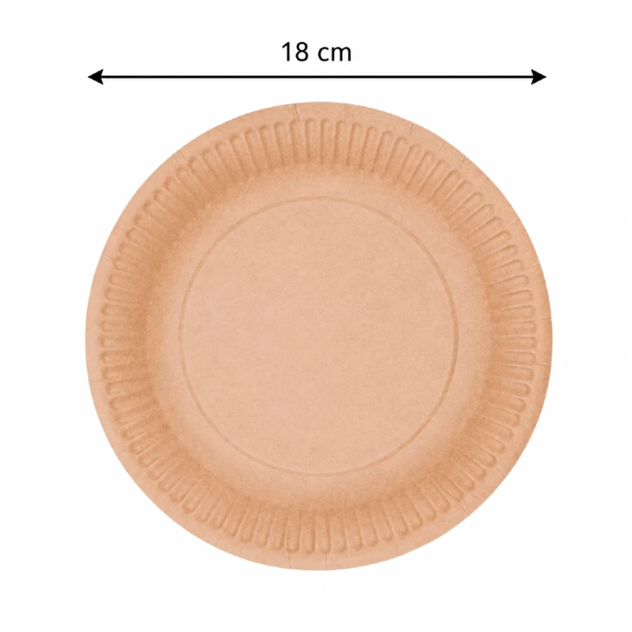 Talerz papierowy KRAFT brązowy okrągły, średnica 18 cm - 50 szt.