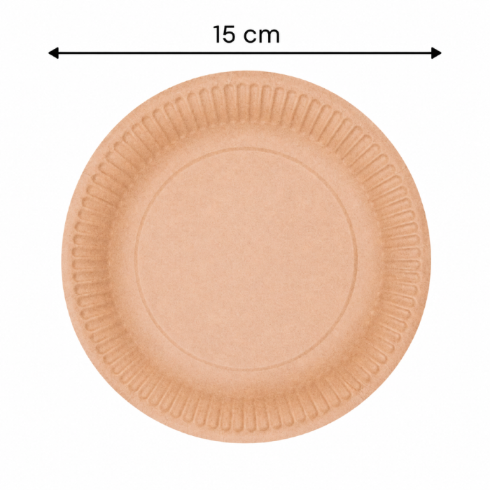 Talerz papierowy KRAFT brązowy okrągły, średnica 15 cm - 100 szt.