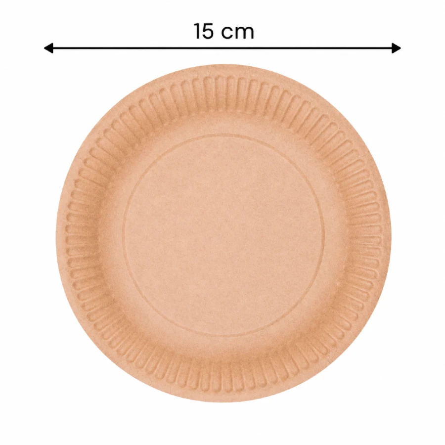 Talerz papierowy KRAFT brązowy okrągły, średnica 15 cm - 100 szt.