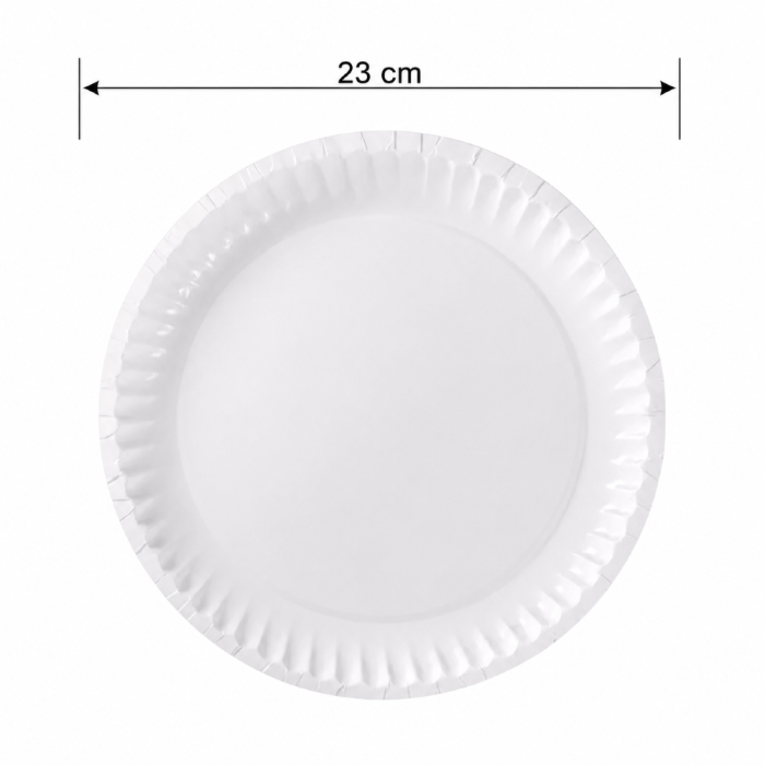 Talerz papierowy biały okrągły, średnica 23 cm, wzór POL - 100 szt.