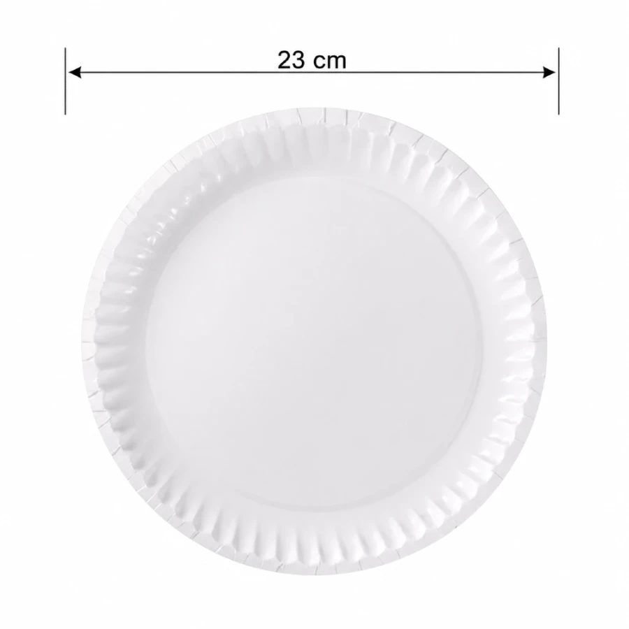 Talerz papierowy biały okrągły, średnica 23 cm, wzór POL - 100 szt.