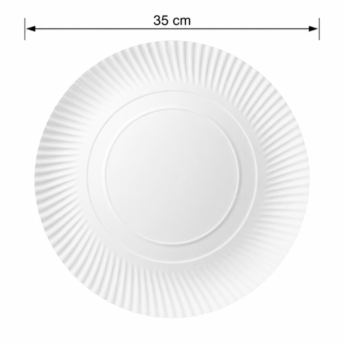 Talerz papierowy biały okrągły, średnica 35 cm - 100 szt.