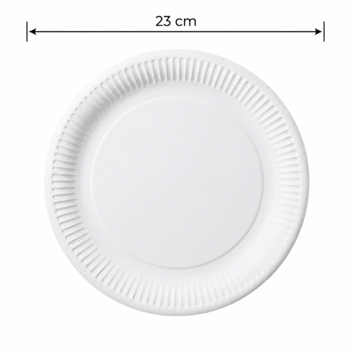 Talerz papierowy biały okrągły, średnica 23 cm - 100 szt