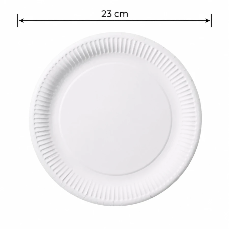 Talerz papierowy biały okrągły, średnica 23 cm - 100 szt