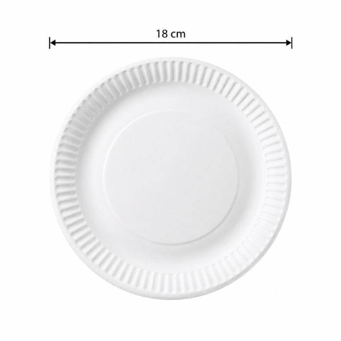 Talerz papierowy biały okrągły, średnica 18 cm - 100 szt.