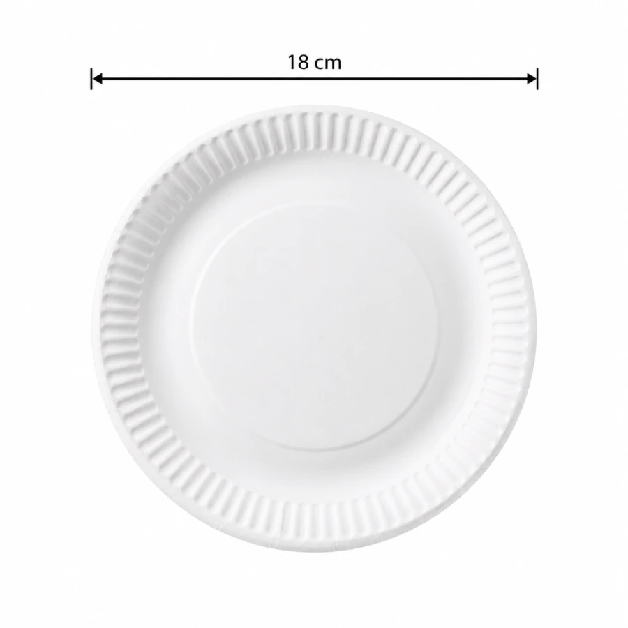 Talerz papierowy biały okrągły, średnica 18 cm - 100 szt.