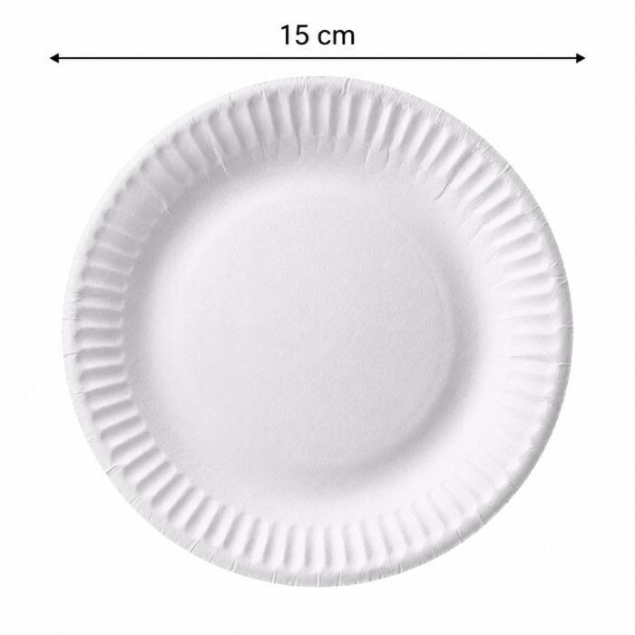 Talerz papierowy biały okrągły, średnica 15 cm - 100 szt.