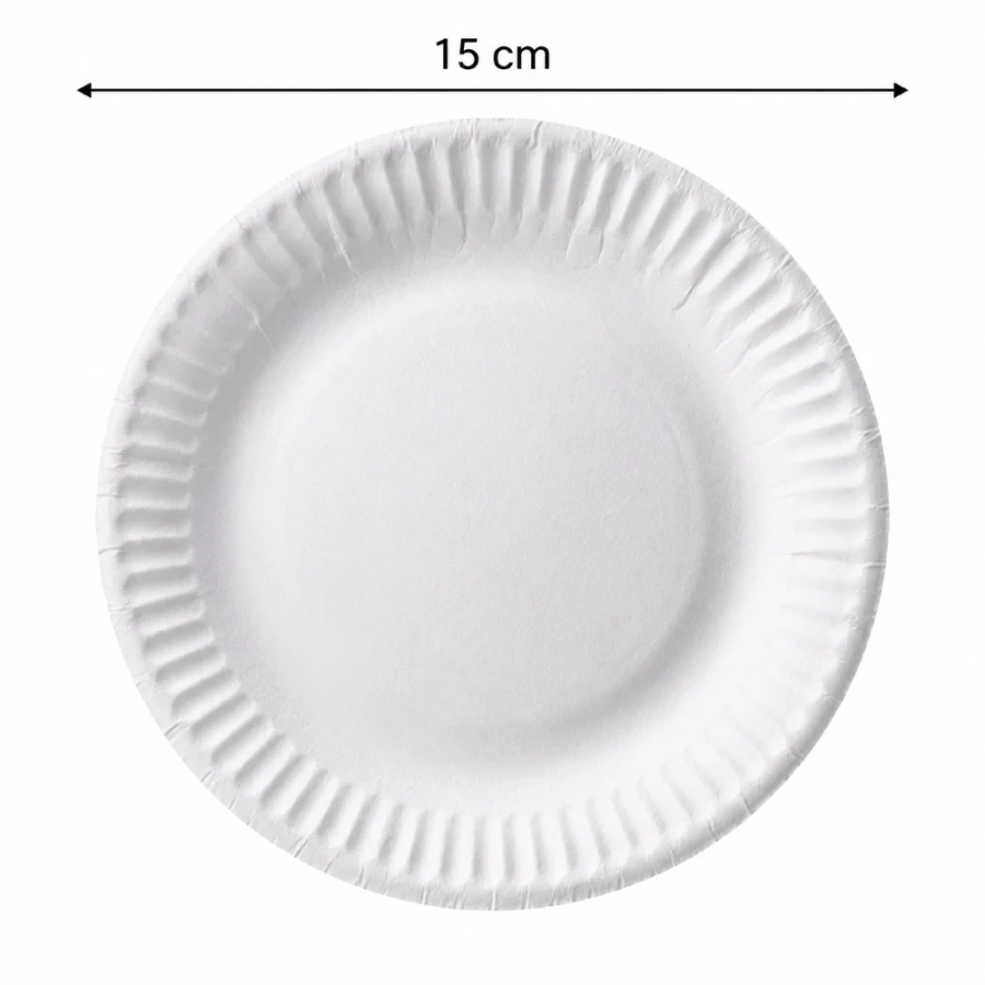 Talerz papierowy biały okrągły, średnica 15 cm - 100 szt.