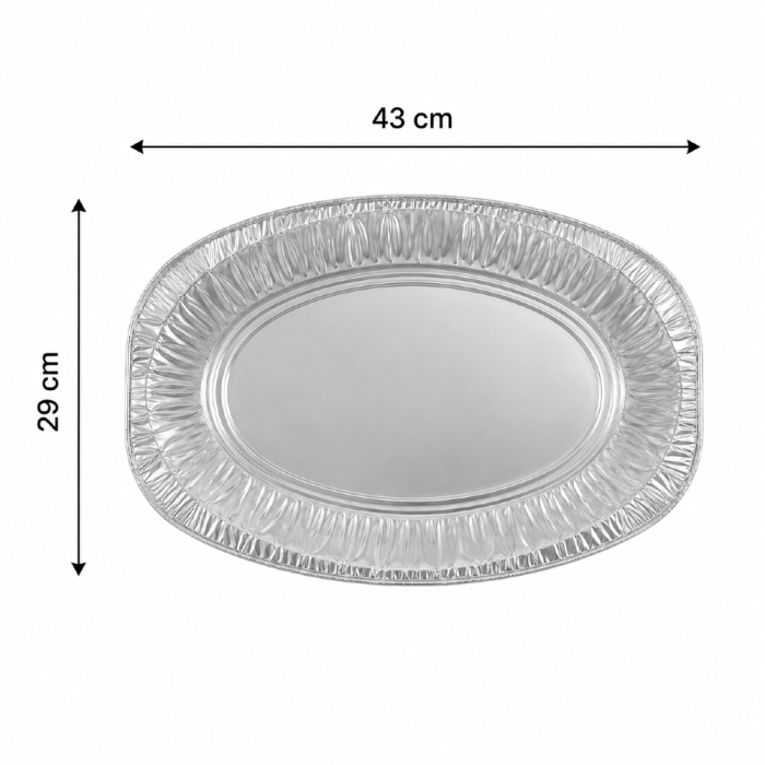 Taca aluminiowa owalna, 43 x 29 cm - 3 sztuki