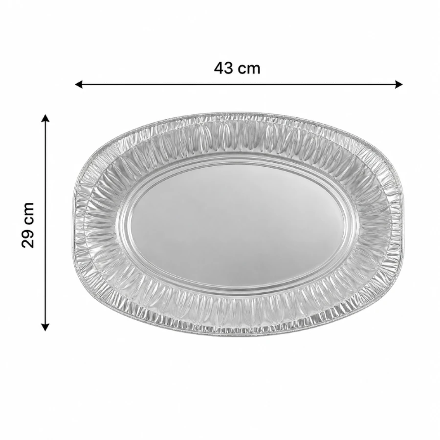 Taca aluminiowa owalna, 43 x 29 cm - 3 sztuki