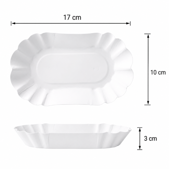 Tacka papierowa owalna biała głęboka, 10 x 17 x 3 cm - 250 szt.