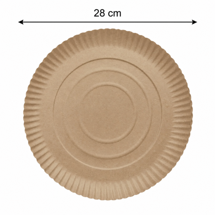 Talerz papierowy KRAFT brązowy okrągły tłuszczoodporny (z biobarierą), średnica 28 cm - 40 szt.